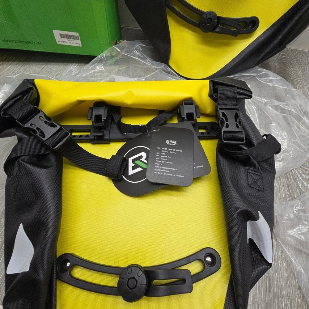 Rockbros Waterproof Bike Pannier Bags 20L Yellow Rear Rack Triangle Bag Set NEW